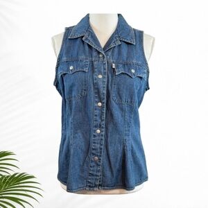 Levi’s Vintage Denim Vest Top NWT Snap Front Western Large